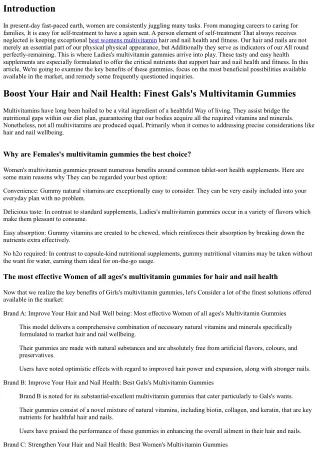 Boost Your Hair and Nail Well being: Best Ladies's Multivitamin Gummies