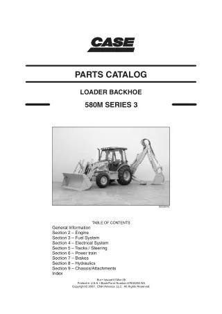 CASE 580M Series 3 Loader Backhoe Parts Catalogue Manual