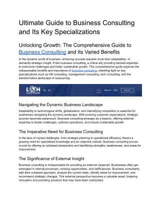 Ultimate Guide to Business Consulting and Its Key Specializations