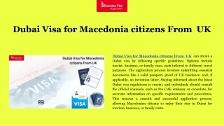 Dubai Visa for Macedonia citizens From  UK