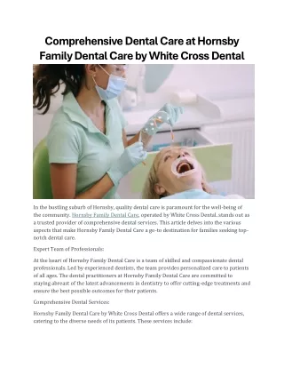 Comprehensive Dental Care at Hornsby Family Dental Care by W