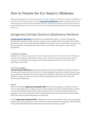 How to Prepare for Eye Surgery Oklahoma