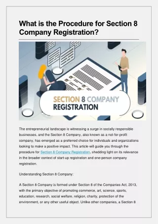 What is the Procedure for Section 8 Company Registration?