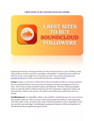 3 BEST SITES TO BUY SOUNDCLOUD FOLLOWERS