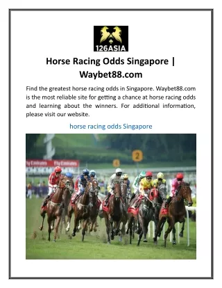 Horse Racing Odds Singapore | Waybet88.com