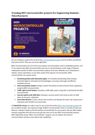 Trending 8051 microcontroller projects For Engineering Students