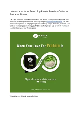 Protein Powders Online