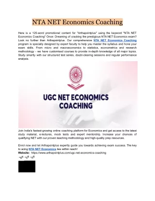 NTA NET Economics Coaching