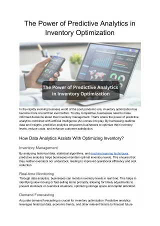 The Power of predictive Analytics in Inventory Optimization
