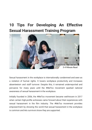10 Tips For Developing An Effective Sexual Harassment Training Program