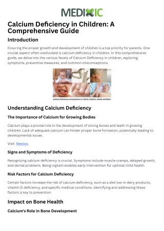 Calcium Deficiency in Children