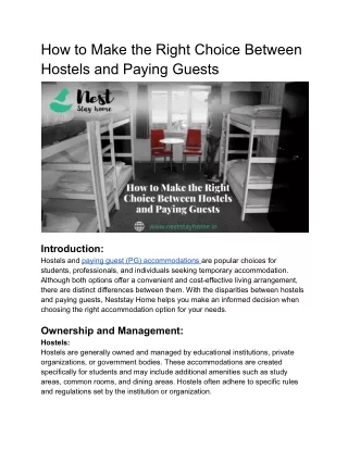 How to Make the Right Choice Between Hostels and Paying Guests