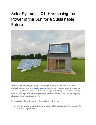 Solar Systems 101: Harnessing the Power of the Sun for a Sustainable Future