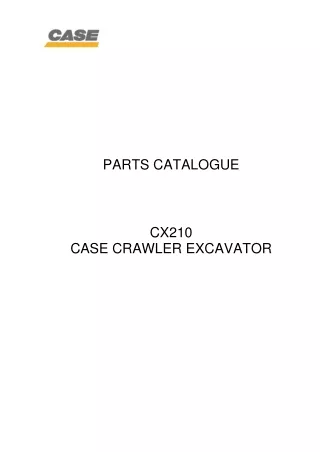 CASE CX210 Crawler Excavator Parts Catalogue Manual