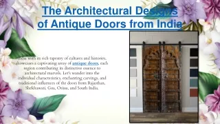 The Architectural Designs of Antique Doors from India