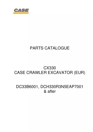 CASE CX330 Crawler Excavator Parts Catalogue Manual