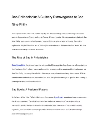 Bao Philadelphia-A Culinary Extravaganza at Bao Nine Philly