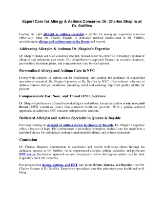 DrSniffles_ExpertCareforAllergy&AsthmaConcerns
