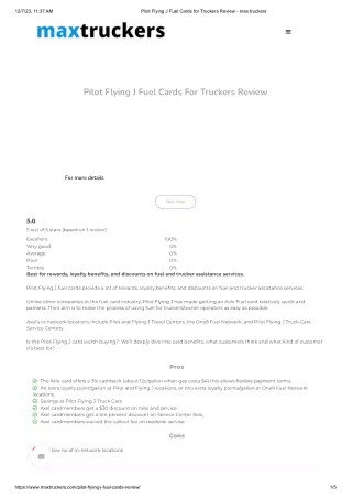 Pilot Flying J Fuel Cards for Truckers Review - max truckers