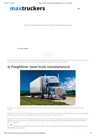 Top 4 American Semi Truck Manufacturers - max truckers