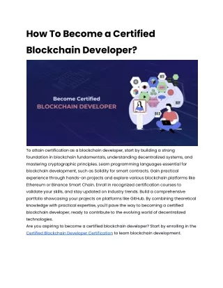 How To Become Certified blockchain developer_