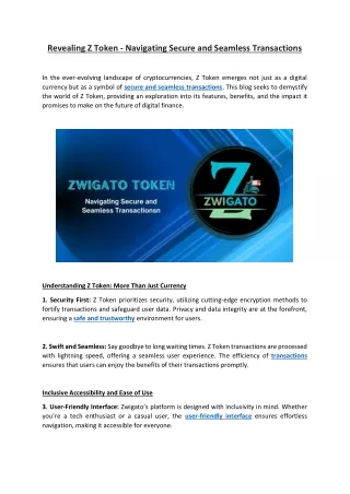 Revealing Z Token - Navigating Secure and Seamless Transactions