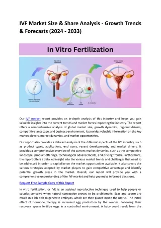 IVF Market Size, Share And Trends