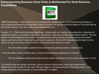 EzCheckprinting Business Check Writer Is Multifaceted For Sm