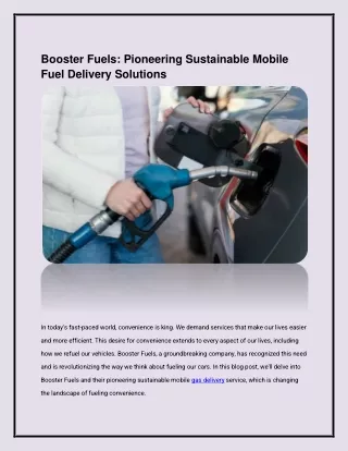 Booster Fuels: Pioneering Sustainable Mobile Fuel Delivery Solutions