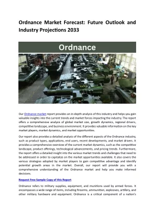 Ordnance Market Forecast To 2033