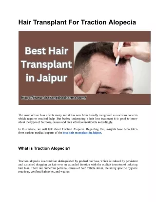 Best Hair Transplant in Jaipur