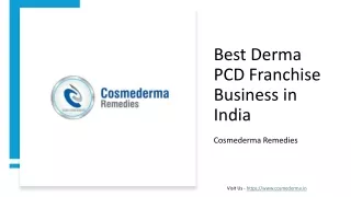 Best Derma PCD Franchise Business in India