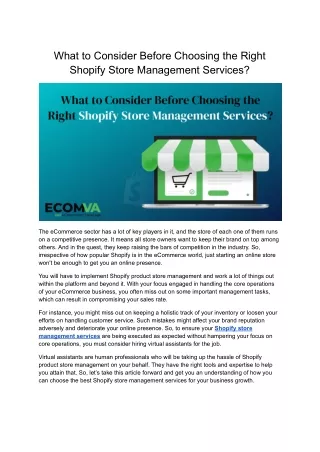 Choosing the Right Shopify Store Management Services for Your Business