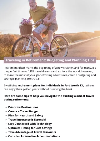 Traveling in Retirement: Budgeting and Planning Tips