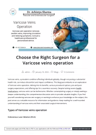 Identifying different surgical techniques for varicose vein surgery