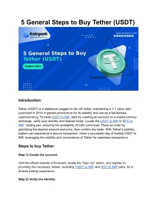 5 General Steps to Buy Tether (USDT)