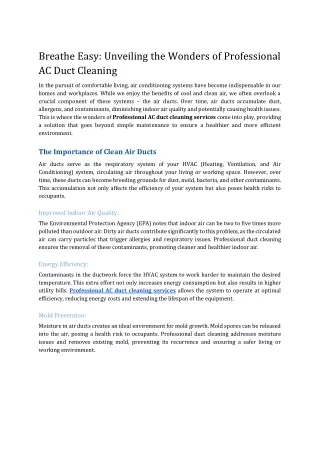 Breathe Easy_ Unveiling the Wonders of Professional AC Duct Cleaning