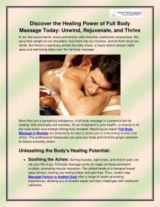 Full Body Massage in Mumbai