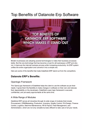 Top Benefits of Datanote Erp Software