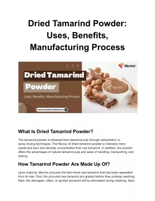 Dried Tamarind Powder_ Uses, Benefits, Manufacturing Process