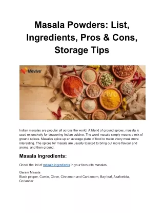 Masala Powders_ List, Ingredients, Pros & Cons, Storage Tips