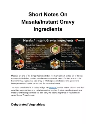 Short Notes On Masala_Instant Gravy Ingredients