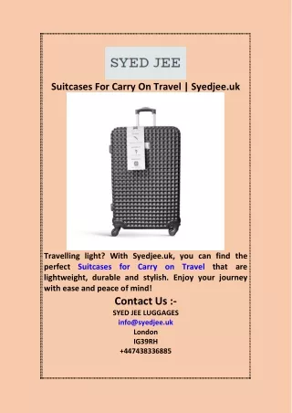 Suitcases For Carry On Travel  Syedjee uk