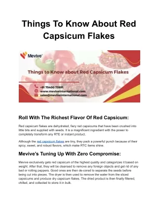 Things To Know About Red Capsicum Flakes