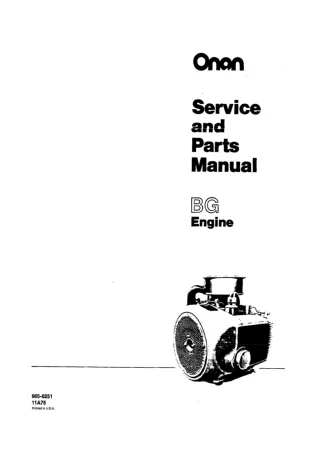 Cummins Onan BG Engine Service Repair Manual