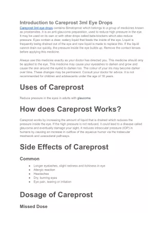 Careprost 3ml Eye Drops