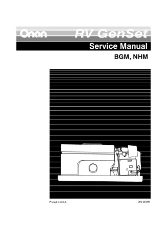 Cummins Onan BGM Generator Set Service Repair Manual