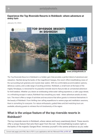 Top Riverside Resorts in Rishikesh, where thrilling adventures at every place