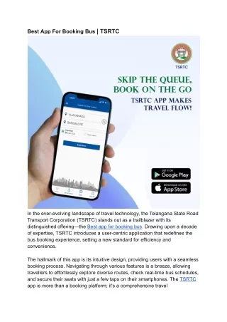 Best App For Booking Bus | TSRTC