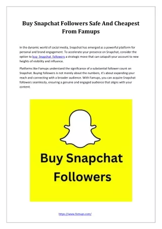 Buy Snapchat Followers Safe And Cheapest From Famups